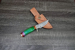 6” custom handmade Damascus steel with finger guard