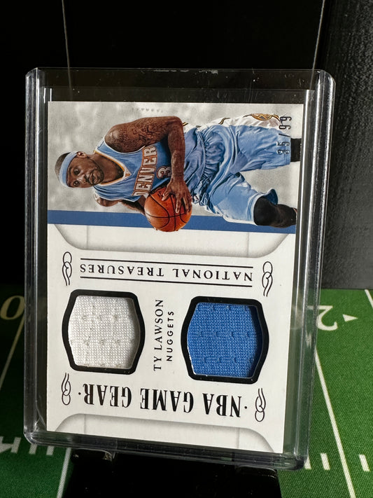 Ty Lawson National Treasures NBA GAME GEAR GOLD Dual PRIME PATCH /99