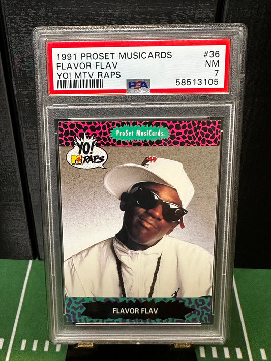 1991 YO MTV RAPS #36 Flavor Flav PSA 7 trading card PUBLIC ENEMY Proset Musicard