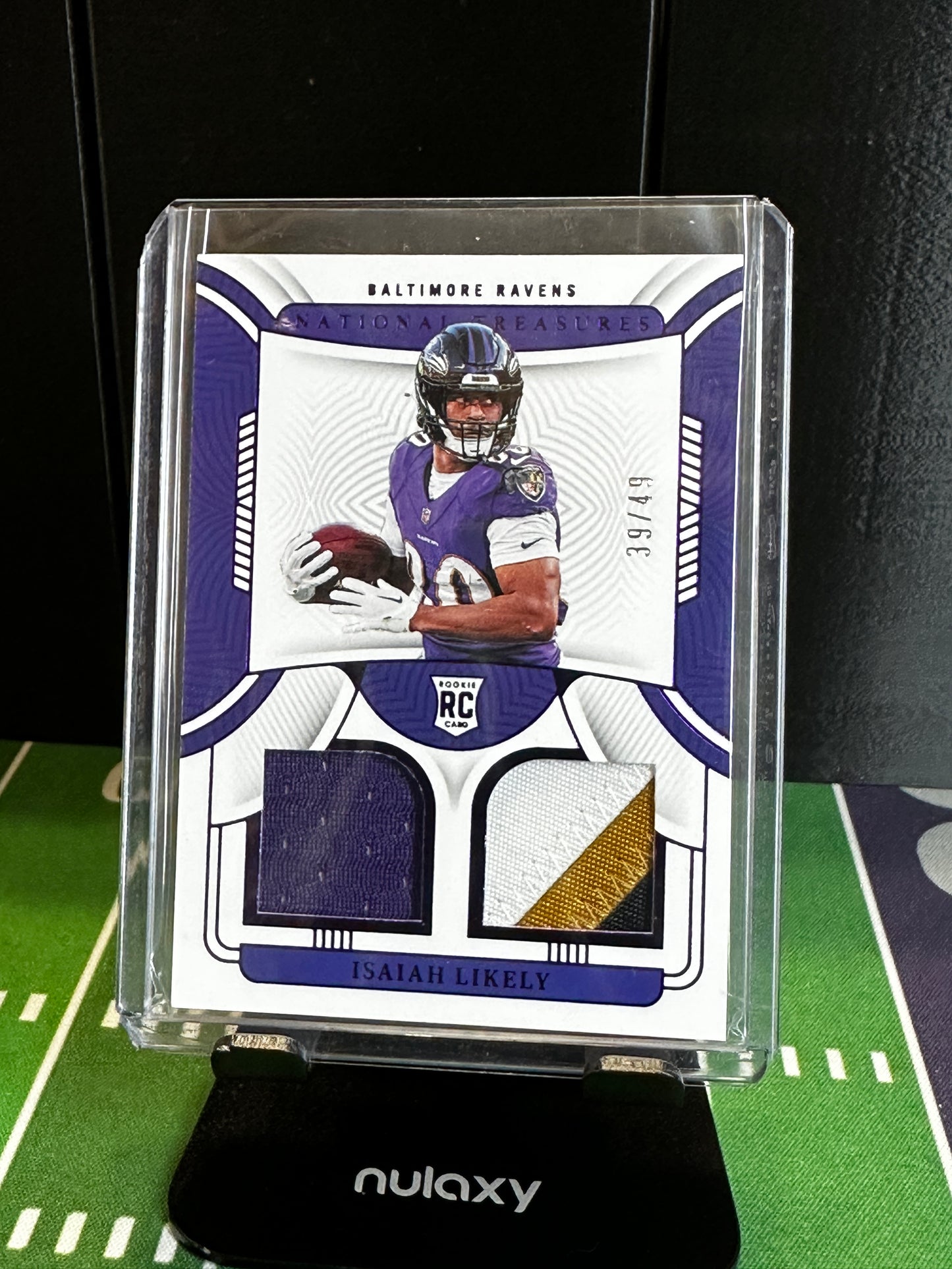 2022 PANINI NATIONAL TREASURES Isaiah Likely RC Dual Patch /49 Baltimore Ravens