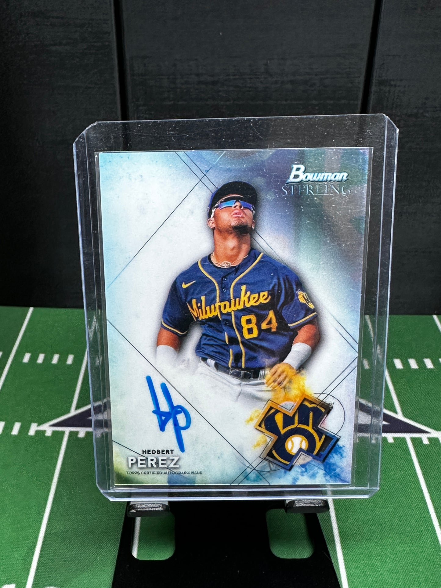 2021 Bowman Sterling Hedbert Perez Auto On Card Milwaukee Brewers