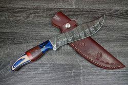 12.5” Custom Forged Full Tang Knife Twist Damascus Hard Wood