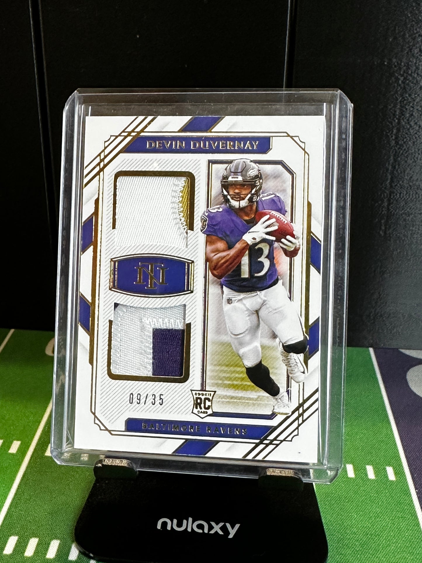 2020 National Treasures Purple Devin Duvernay RC Dual Patch Jersey# /35
