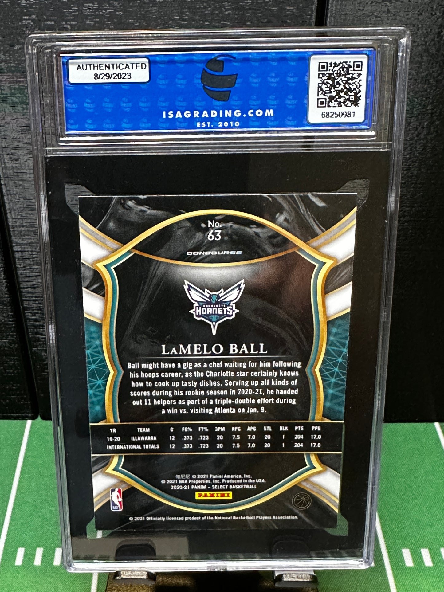 2020-21 Panini Select Concourse Lamelo Ball RC Blue Retail Silver Prizm #63 ISA 9