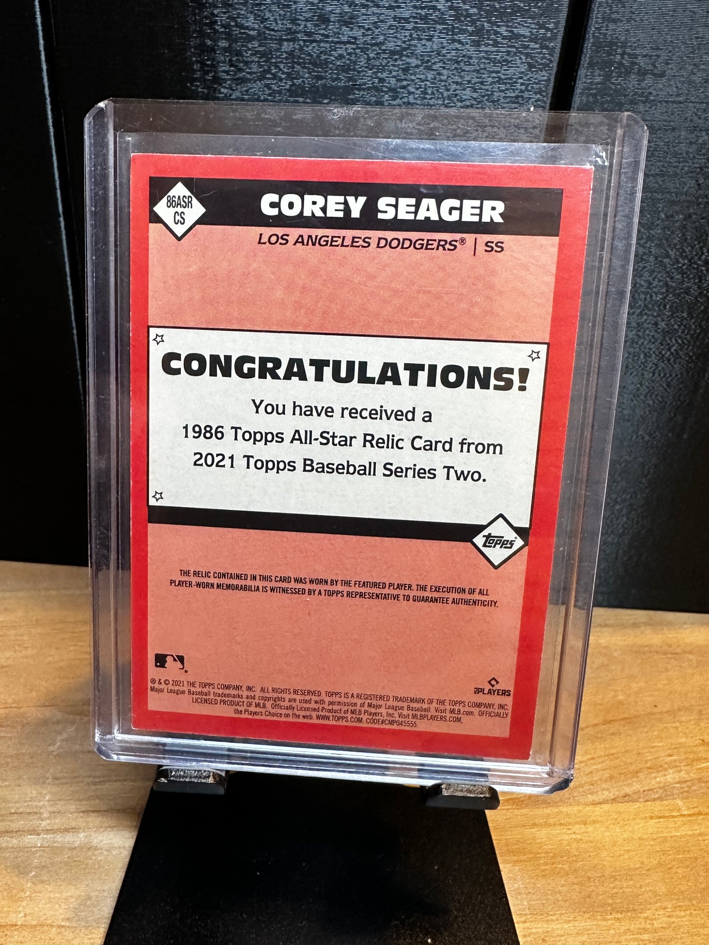 2021 Topps Series 2 #86ASR-CS Corey Seager 1986 All-Star Relic LA DODGERS