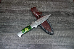 Authentic HAND FORGED DAMASCUS 8.0" DAGGER HUNTING KNIFE WOOD HANDLE -