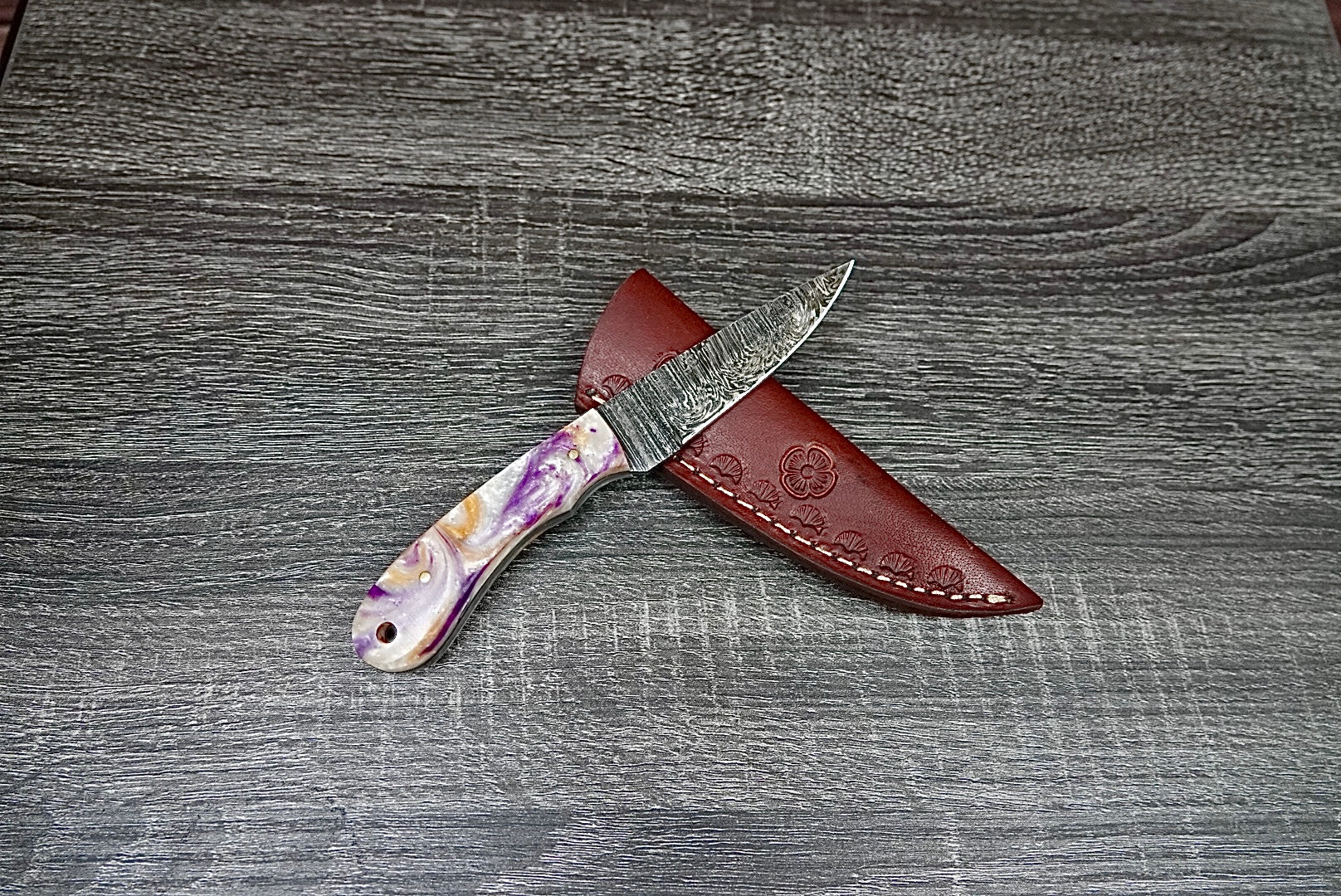 Hand Forged Skinner Knife Twist Damascus Micarta