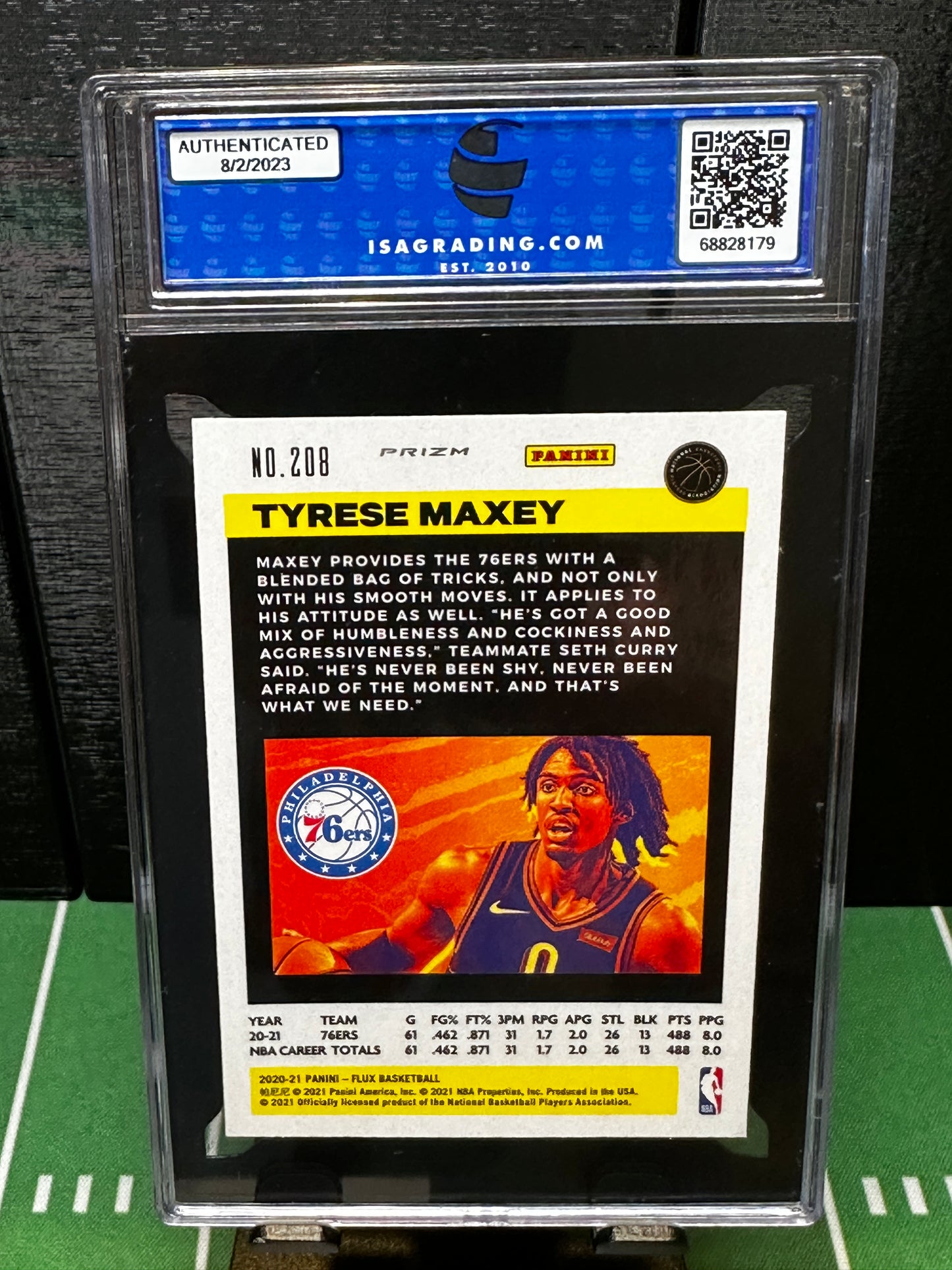 2020 PANINI FLUX TYRESE MAXEY ROOKIE CARD PULSAR PRIZM SP 76ERS #208 RC ISA 10