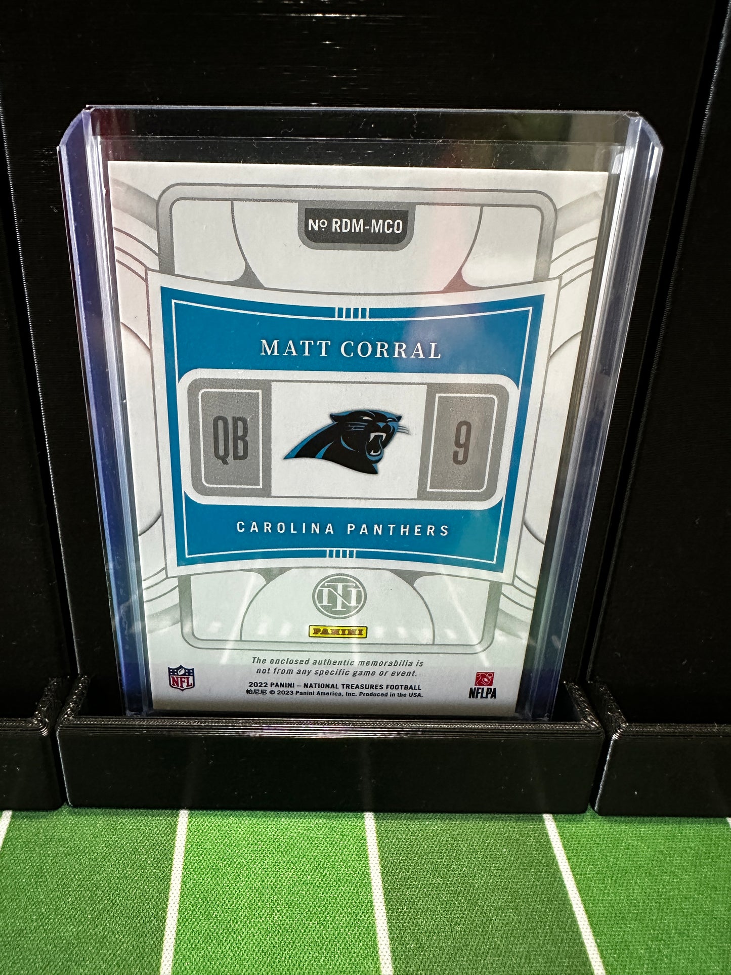 Matt Corral 2022 National Treasures Rookie Patch Relic SP /35 PANTHERS