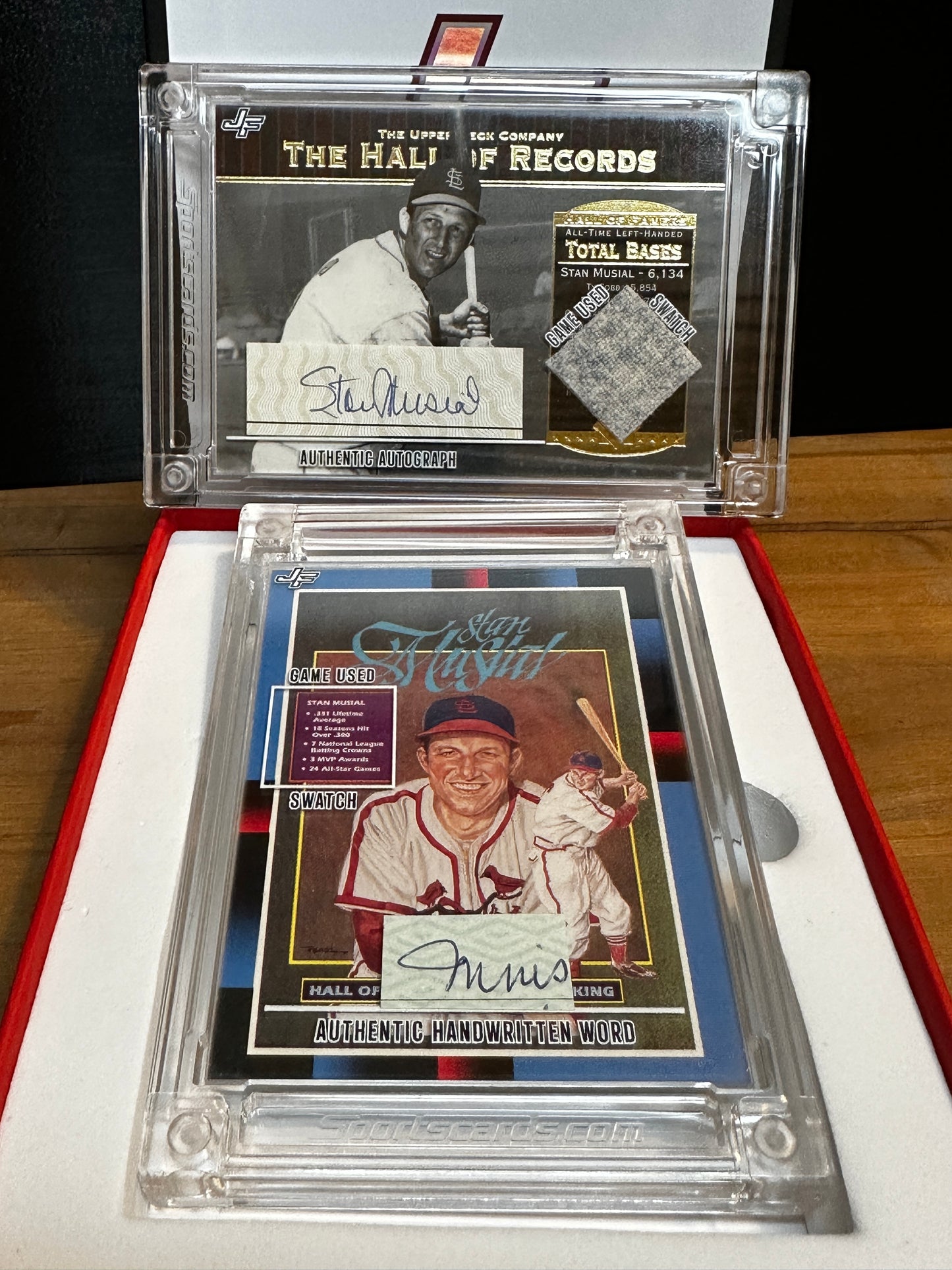 GET BOTH!! 2022 Jersey Fusion Auto Stan Musial Swatch Card / 2022 Jersey Fusion Baseball Stan Musial "Stan The Man" /Hand Written Word